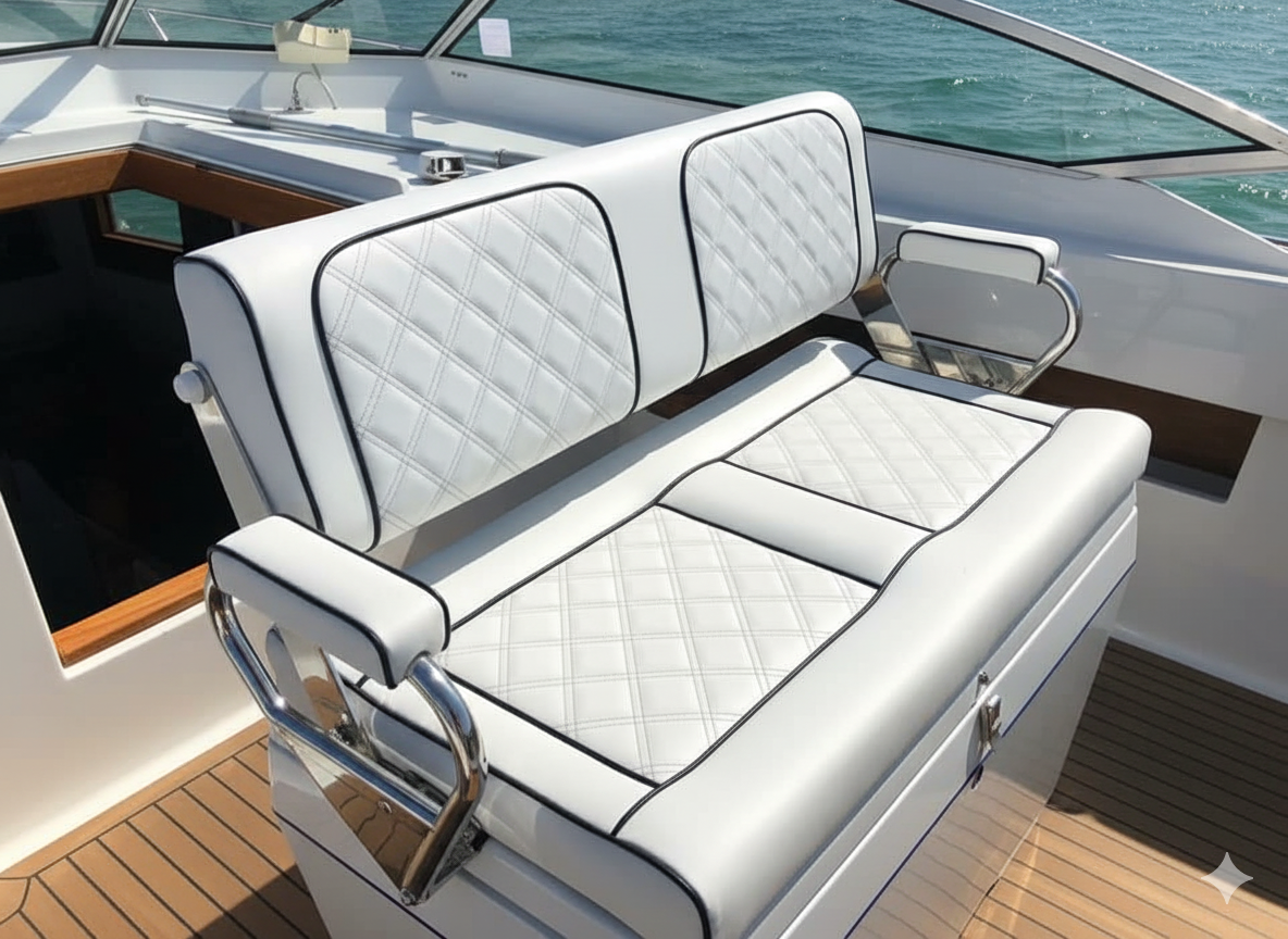Luxury front flip seats white Bentley stitched marine upholstery North East England